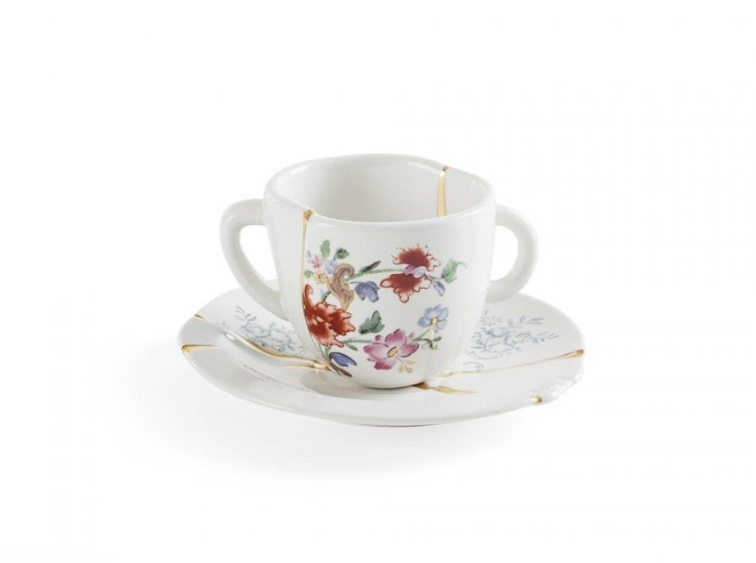 Кофейная чашка Kintsugi з блюдцем