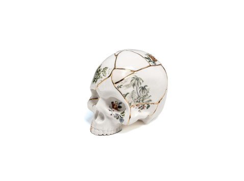 Декоративный объект Skull Kintsugi, белый