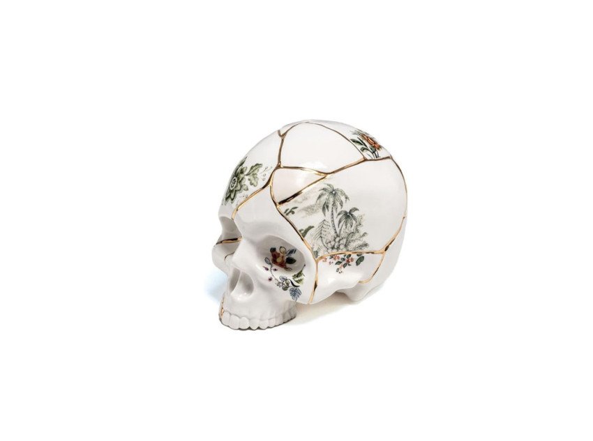 Декоративный объект Skull Kintsugi, белый