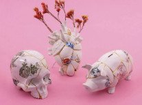Декоративный объект Skull Kintsugi, белый