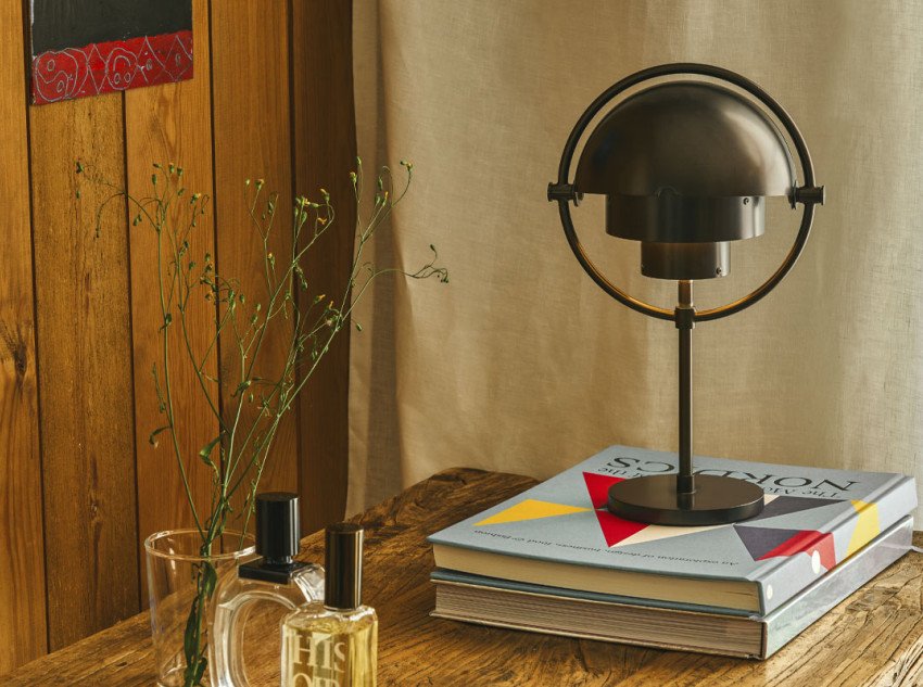 Портативная лампа Multi-lite, пастельно-серая/латунь