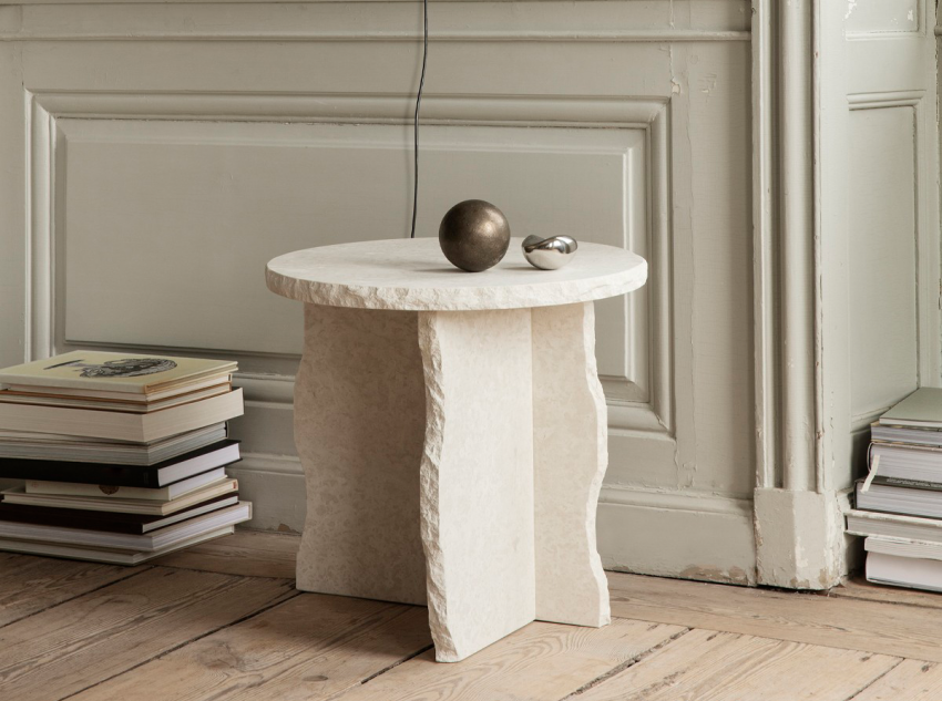 Кофейный столик Mineral Sculptural, мраморный Bianco Curia