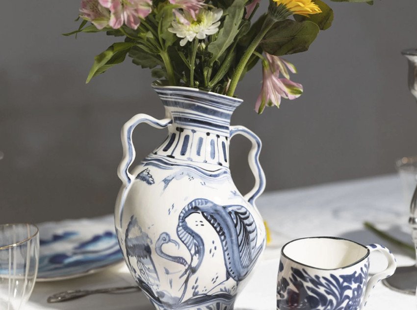 Ваза Classics on acid - IBEX, біло-синя