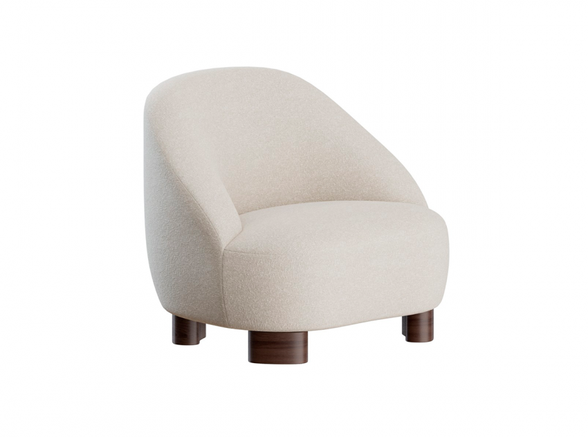 Лаундж крісло Margas LC1, біле/дубові ніжки/тканина karakoum