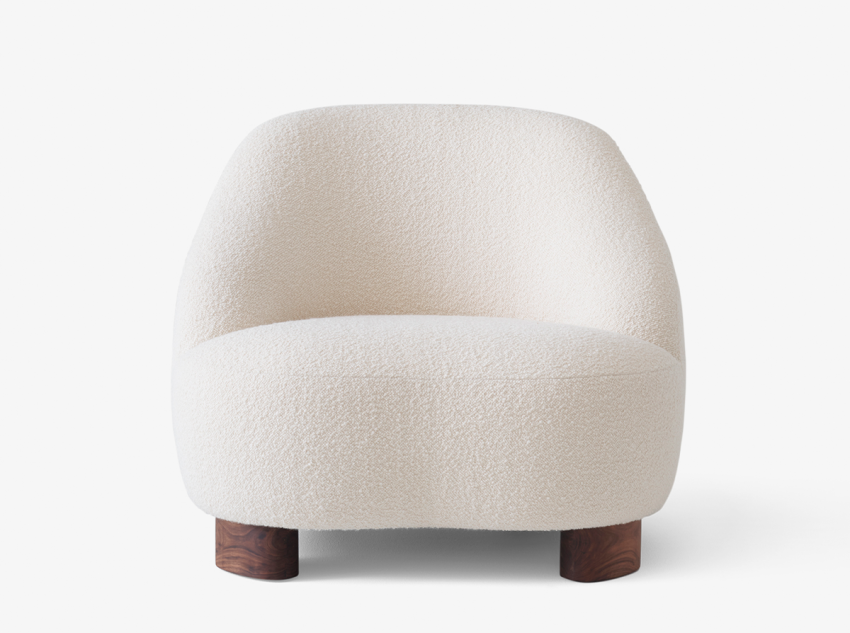 Лаундж крісло Margas LC1, біле/дубові ніжки/тканина karakoum