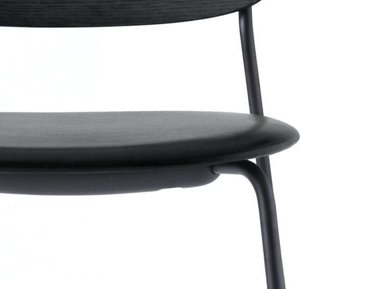 Стул Co Dining w/Armrest, сиденье с обивкой, черная кожа