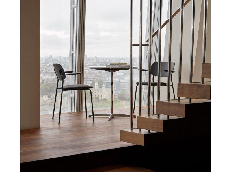 Стул Co Dining w/Armrest, сиденье с обивкой, черная кожа