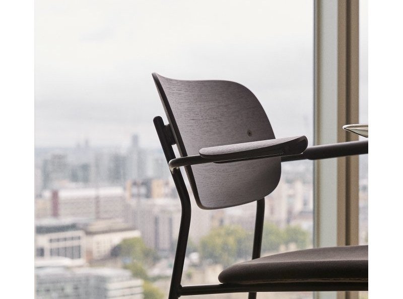 Стул Co Dining w/Armrest, сиденье с обивкой, черная кожа