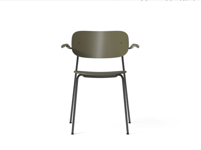Стул Co Dining w/Armrest, пластик, олива/черные ножки