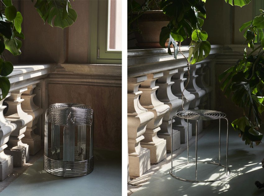 Табурет Wire VP11, відполірована сталь