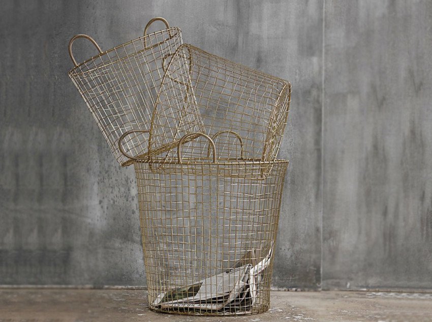 Набор корзинок для хранения Baskets, золотые Набор корзинок для хранения Baskets, золотые