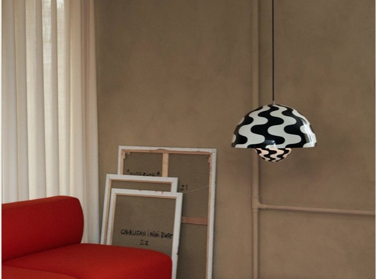 Світильник підвісний Flowerpot VP2, чорно-білий візерунок