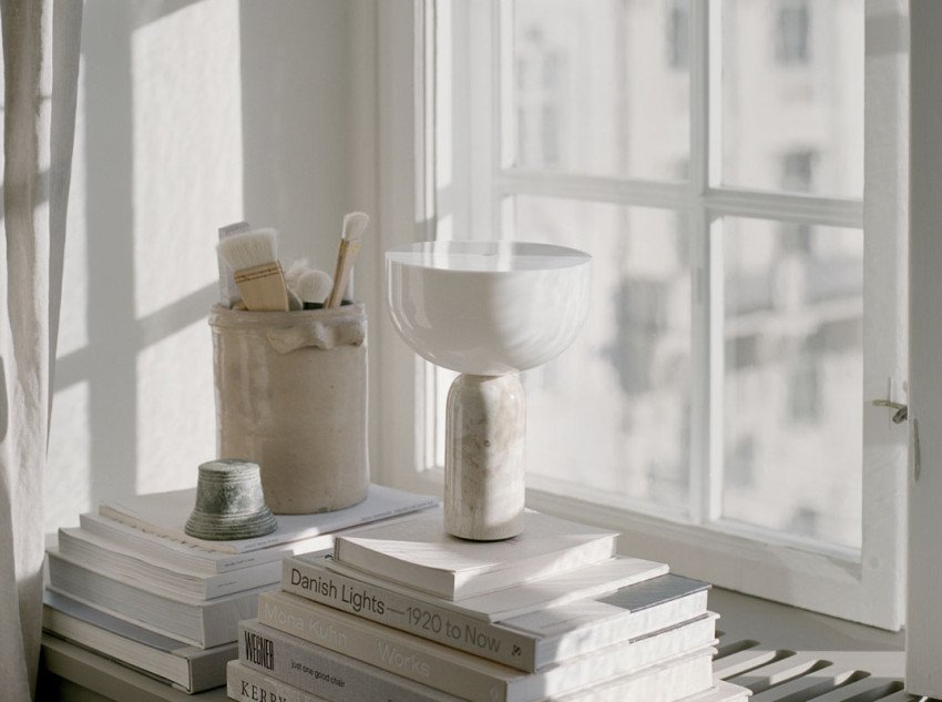 Портативная лампа Kizu, мрамор Kunis Breccia/белый акрил