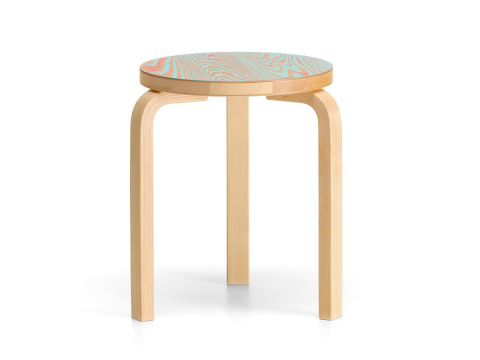 Табурет Stool 60, светлые ножки/красно-бирюзовое сиденье Табурет Stool 60, светлые ножки/красно-бирюзовое сиденье