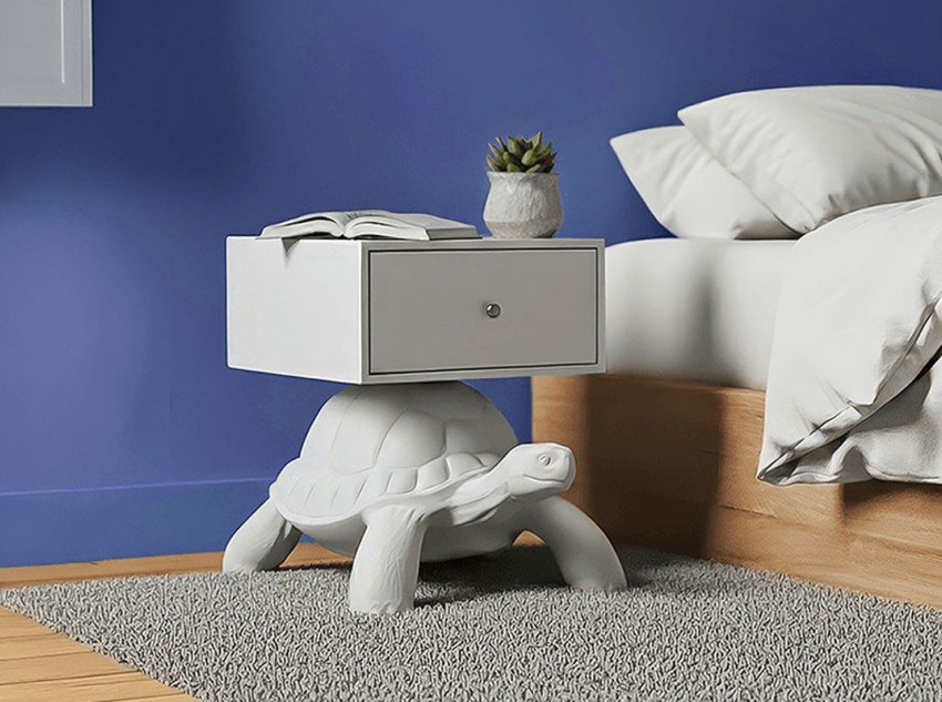 Приліжковий столик Turtle Carry, білий