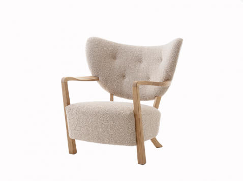 Лаундж кресло Wulff ATD2, белое/дубовые ножки/ткань karakoum