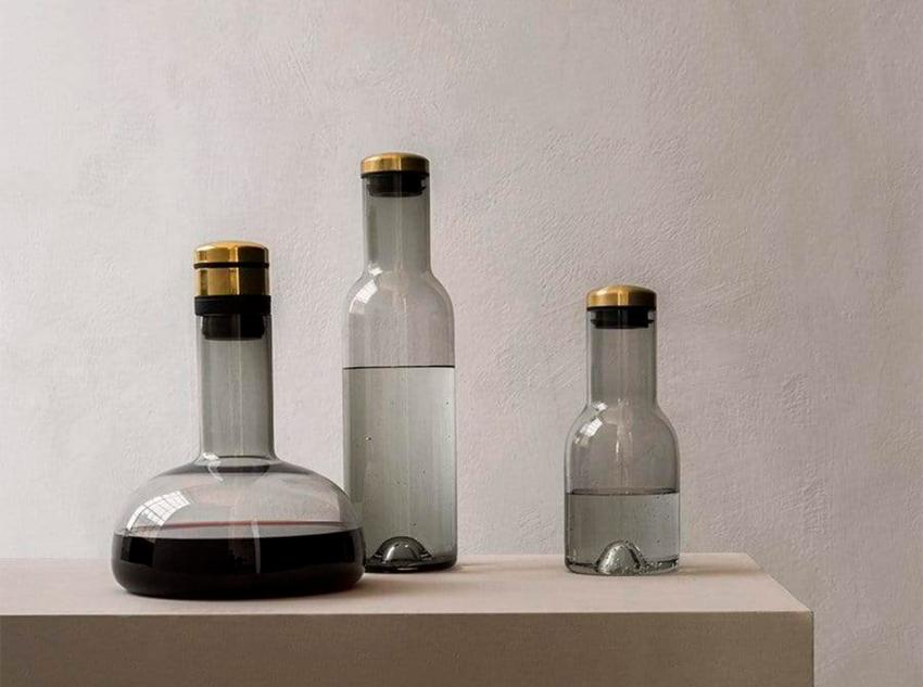 Скляна пляшка Water Bootle, прозоре скло/золота кришка