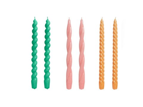 Набір свічок Long, зелений/рожевий/мандариновий-