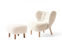 Крісло та пуф Little petra VB1, біле/світле дерево/Sheepskin