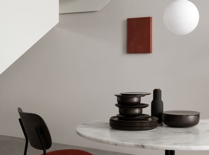 Обеденный круглый стол Harbour Column, белый мрамор