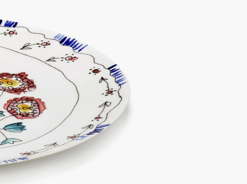 Тарілка для сервірування Anemone milk midnight flowers, L