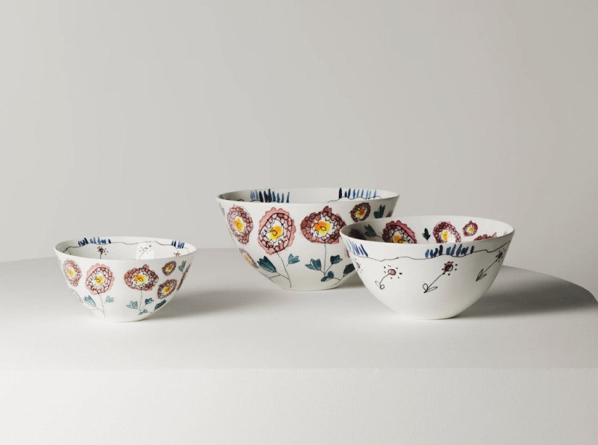 Миска Anemone milk midnight flowers, L, 2 шт