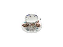 Чашка для капучіно з блюдцем Anemone milk midnight flowers, 2 шт