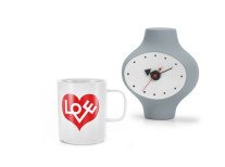 Подарунковий набір, Чашка Love Heart червона&Годинник Ceramic сірий