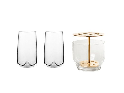 Подарунковий набір, Ваза Ikebana золота&Набір склянок Long drink