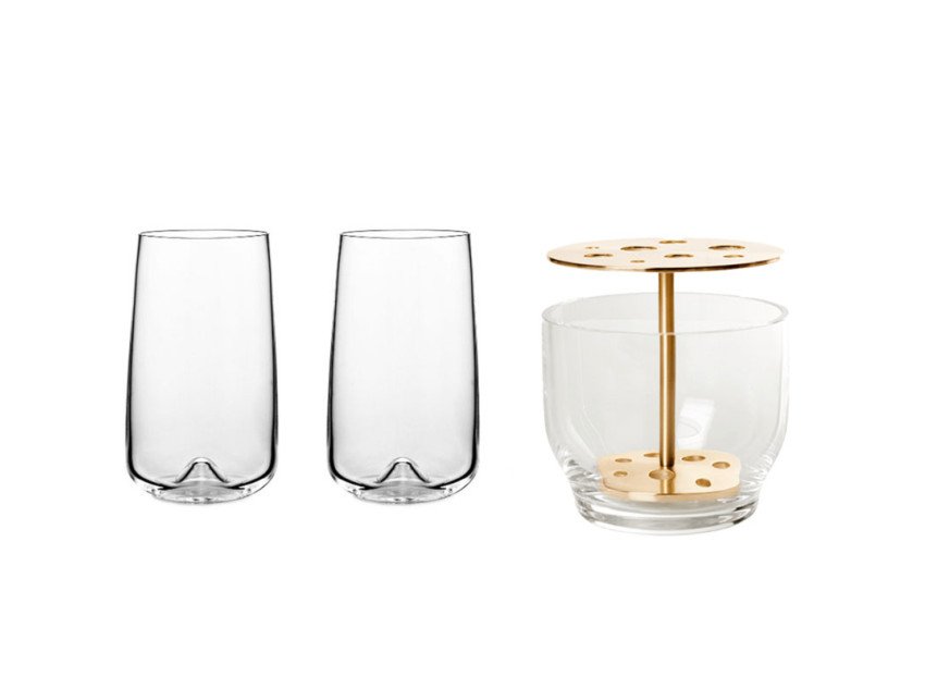Подарунковий набір, Ваза Ikebana золота&Набір склянок Long drink