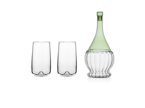 Подарунковий набір, Графин Flask зелений&Набір склянок Long drink