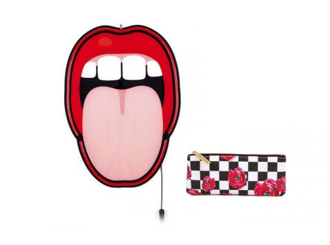 Подарунковий набір, Настінний світильник Blow - Tangue&Косметичка Case Roses довга