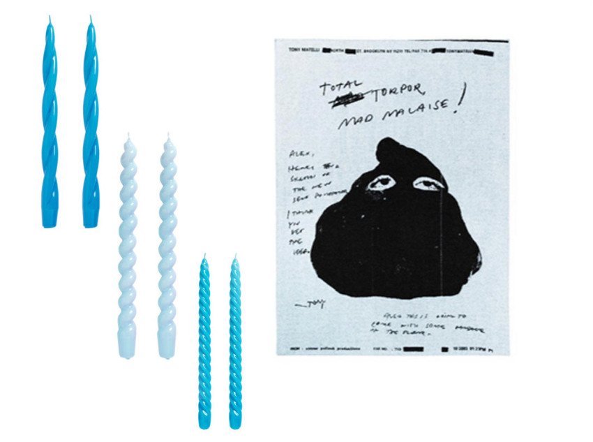 Подарунковий набір, Ковдра Matelli блакитна&Набір свічок Long синій