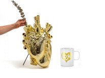 Подарунковий набір, Ваза Love in bloom Giant золота&Чашка Love Heart золота