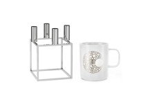 Подарочный набор, Чашки Moon&Подсвечник KUBUS 4 хром