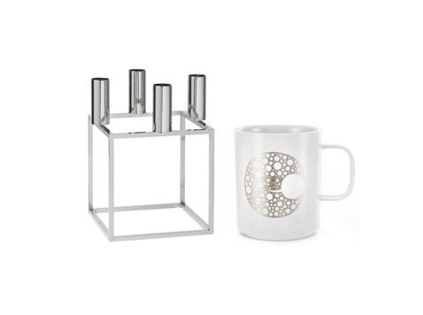 Подарунковий набір, Чашки Moon&Підсвічник KUBUS 4 хром