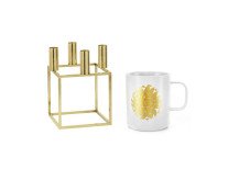 Подарунковий набір, Чашки New sun&Підсвічник KUBUS 4 золотий
