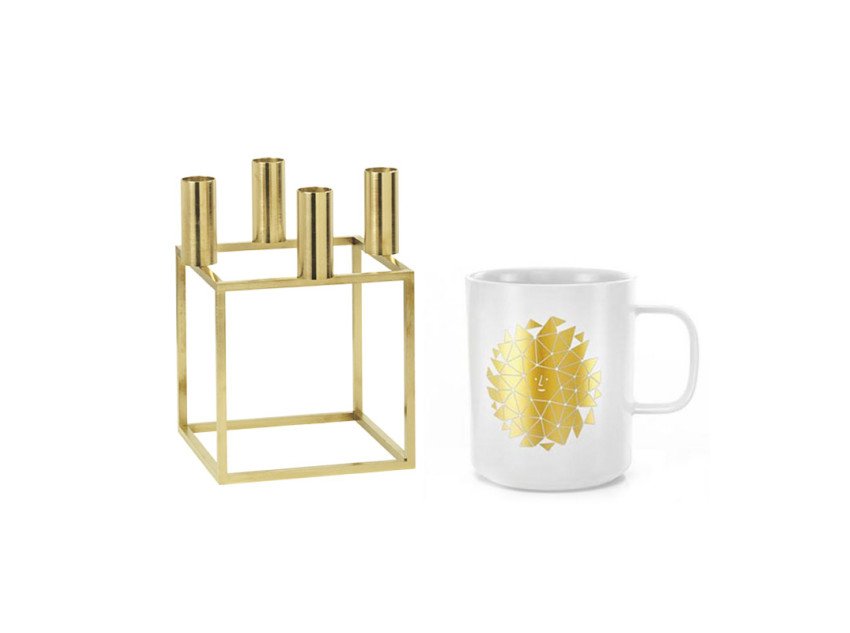 Подарунковий набір, Чашки New sun&Підсвічник KUBUS 4 золотий