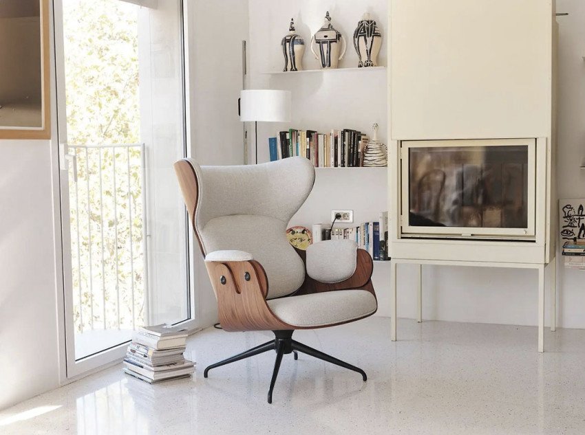 Крісло Lounger, сіре/горіх Крісло Lounger, сіре/горіх