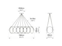 Світильник підвісний Munari 8*, чорний