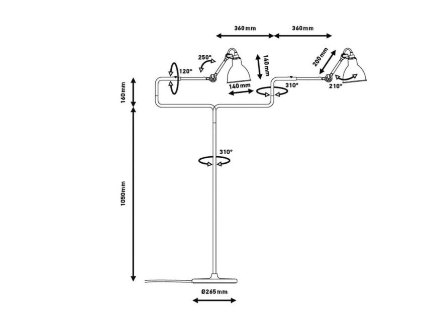 Торшер Lampe Gras №411, чорний/мідний плафон Торшер Lampe Gras №411, чорний/мідний плафон