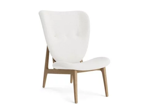 Лаундж крісло Elephant-2020 Full Upholstery, біле sheepskin/натуральний дуб
