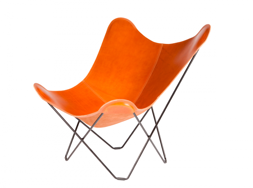 Лаундж крісло Leather Butterfly, помаранчеве/чорна основа